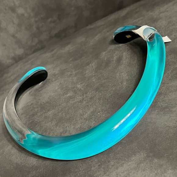 Alexis Bittar Luminous Lucite Collar Necklace Aqua Blue 245$ - Picture 10 of 11